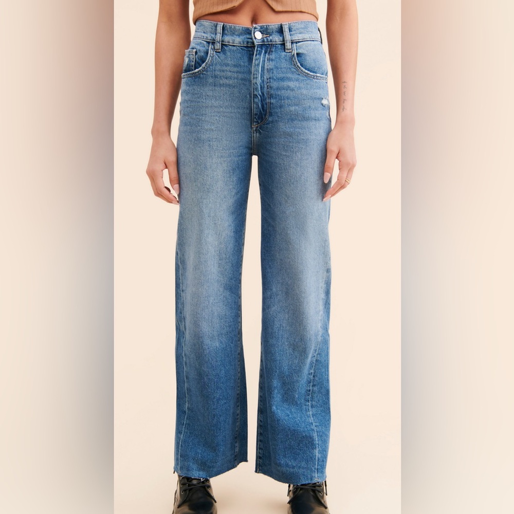 DL1961 Hepburn Wide-Leg Distressed Hem Jeans - Size 29 - Picture 14 of 14